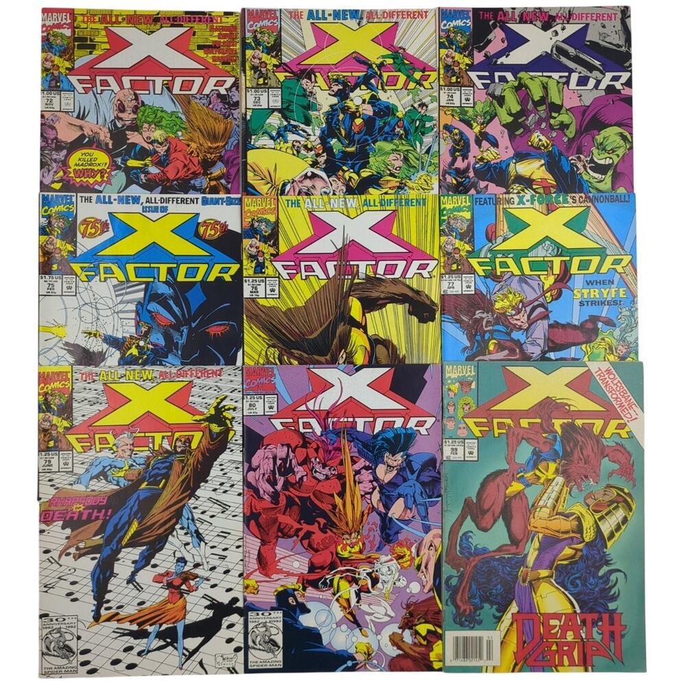 X-Factor Vol 1 Comic Lot 9 Issues #72 73 74 75 76 77 79 80 99 Marvel X-Men 1990s